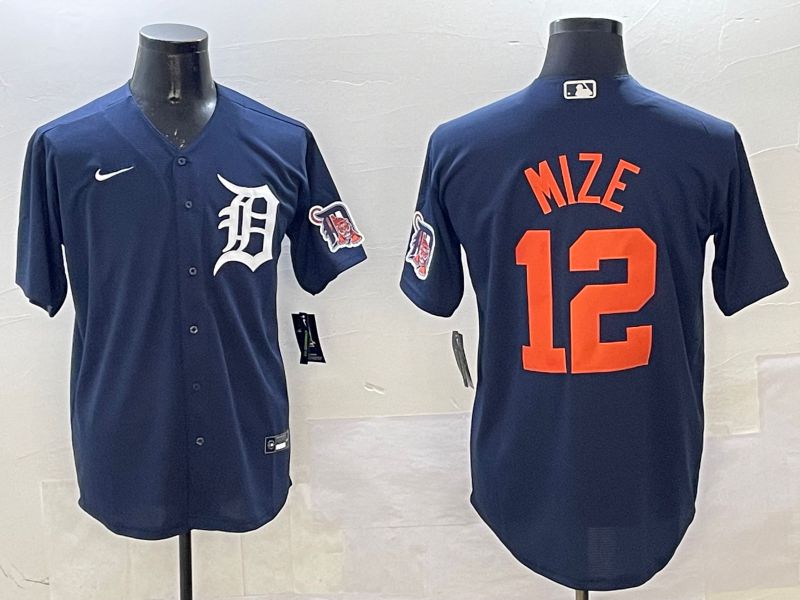 Men Detroit Tigers #12 Mize Drak Blue Game 2025 Nike MLB Jersey style 3174